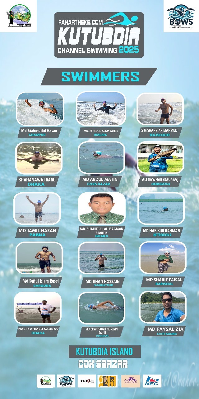 Kutubdia Channel Swimming 2025 swimmer roster